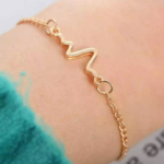 1 Pc Alloy Gold Plated Heartbeat Bracelet For Women