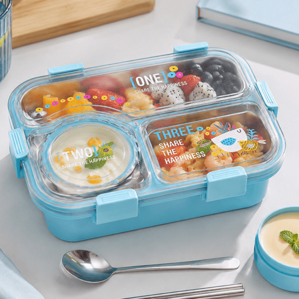 Insulated Anti-Spill Stainless Steel Lunch Box with Dipping Cup