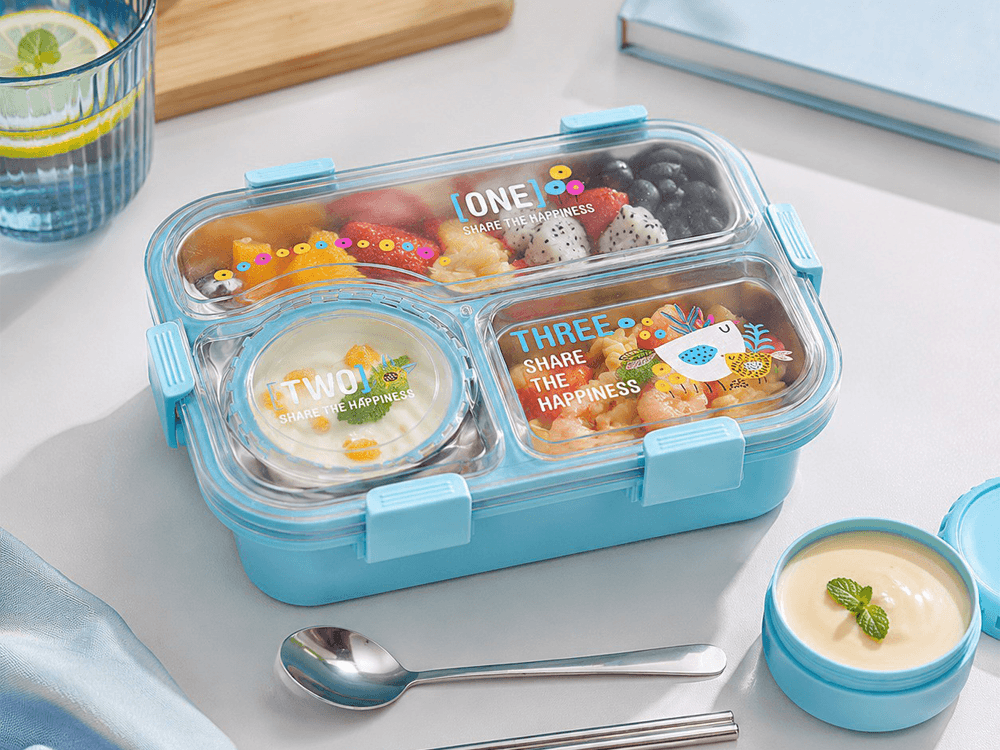 wslb1-3 Insulated Anti-Spill Stainless Steel Lunch Box with Dipping Cup - Image 1